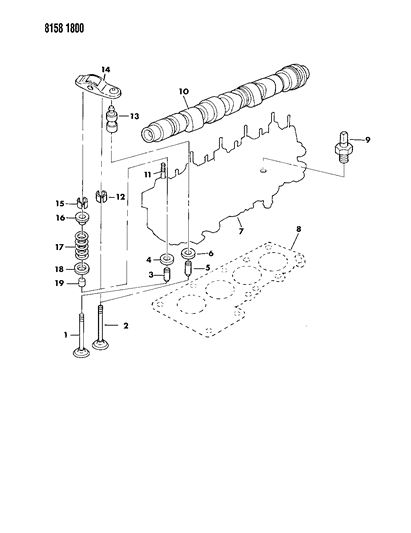 1988 Chrysler LeBaron Base Camshaft & Valves Diagram 1 - Thumbnail