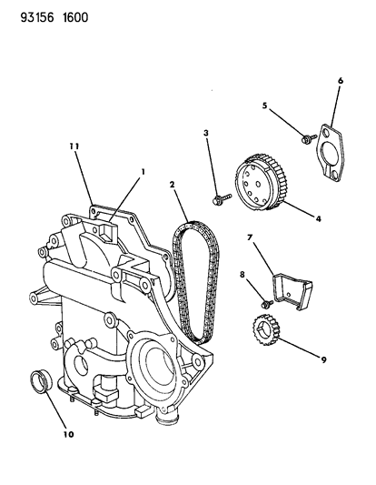 1993 Chrysler New Yorker Salon Timing Belt / Chain & Cover & Intermediate Shaft Diagram 2 - Thumbnail