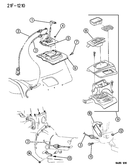 1996 Jeep Grand Cherokee Controls , Gearshift , Floor Mounted Diagram 2 - Thumbnail