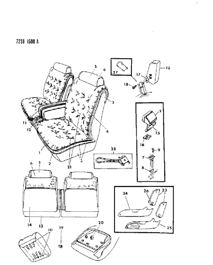 1987 Dodge 600 Sedan Front Seat Diagram 3 - Thumbnail