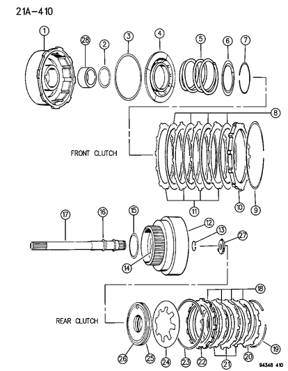 1996 Dodge Ram Wagon Bushing, Front Clutch Retainer, Front, Rear Diagram for 4617159