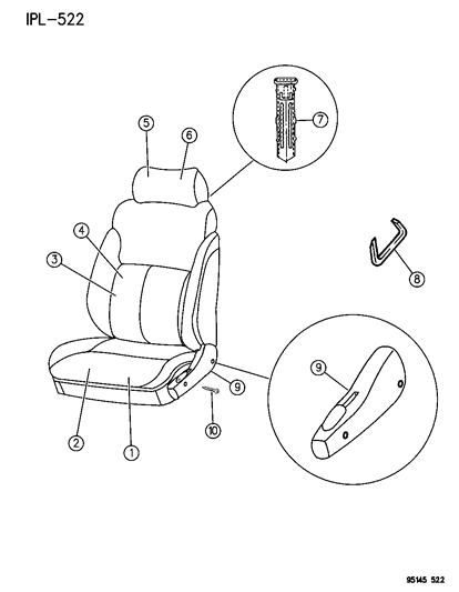 1995 Dodge Neon Front Seat Diagram 3 - Thumbnail