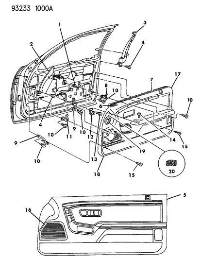 1993 Chrysler LeBaron Armrest Diagram for HC46LM6