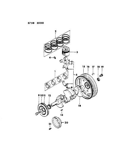 1986 Chrysler Conquest Crankshaft & Piston Diagram 4 - Thumbnail