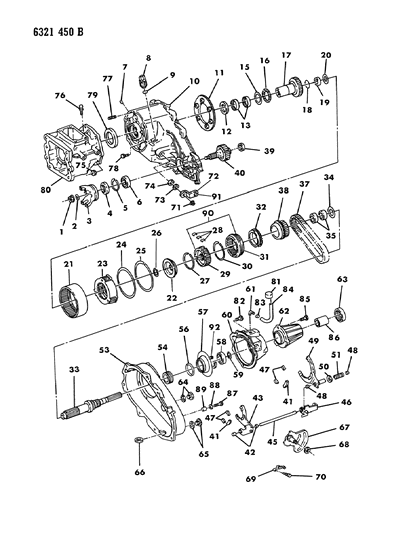 1987 Dodge Dakota Shift Assembly, Transfer Case (Components Listed Below) Diagram for 3467791