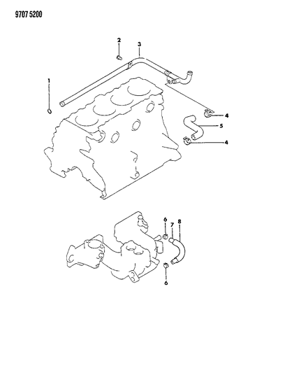 1989 Dodge Ram 50 Water Hose & Pipe Diagram 1 - Thumbnail