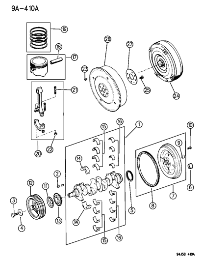 1995 Jeep Wrangler Crankshaft , Piston & Torque Converter Diagram 1 - Thumbnail