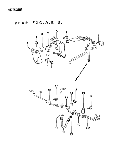 1991 Dodge Ram 50 Lines & Hoses - Rear Diagram 2 - Thumbnail