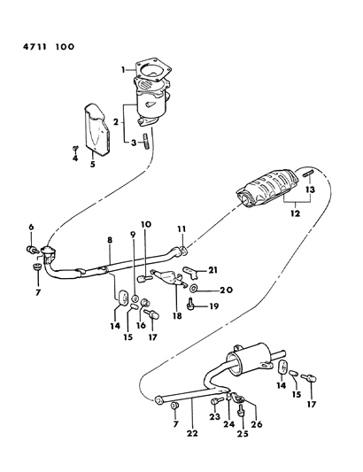 1984 Dodge Colt Exhaust System Diagram 2 - Thumbnail