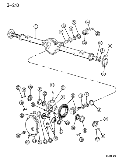 1994 Dodge Dakota Axle, Rear, With Differential And Carrier Diagram 1 - Thumbnail