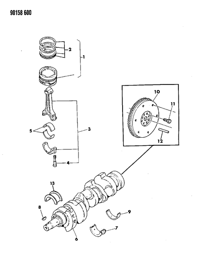 1990 Chrysler TC Maserati Crankshaft , Pistons And Torque Converter Diagram 1 - Thumbnail