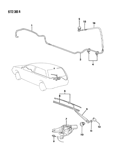 1989 Dodge Colt Wiper Arm Diagram for MB541608