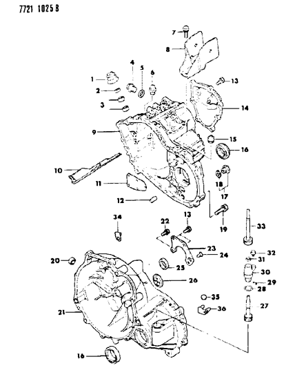1987 Dodge Colt Case & Miscellaneous Parts of Manual Transmission Diagram
