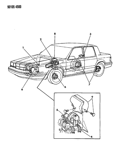 1990 Chrysler New Yorker Base Model Anti-Lock Brake System Diagram 1 - Thumbnail