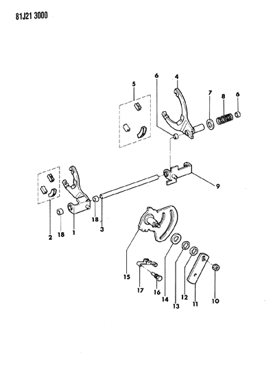 1986 Jeep Comanche Shift Forks, Rails And Shafts Diagram 3 - Thumbnail