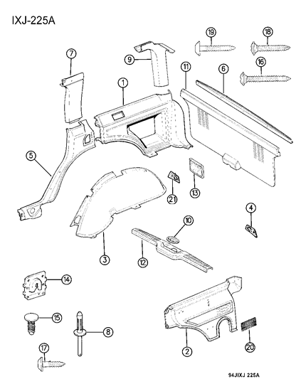 1996 Jeep Cherokee Panels - Interior Trim, Rear Diagram 2 - Thumbnail