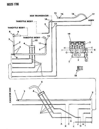 1990 Dodge Dakota Emission Control Vacuum Harness Diagram 2 - Thumbnail