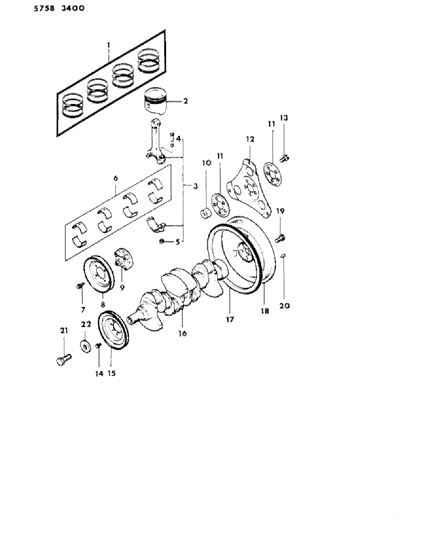 1986 Chrysler Conquest Crankshaft & Piston Diagram 2 - Thumbnail