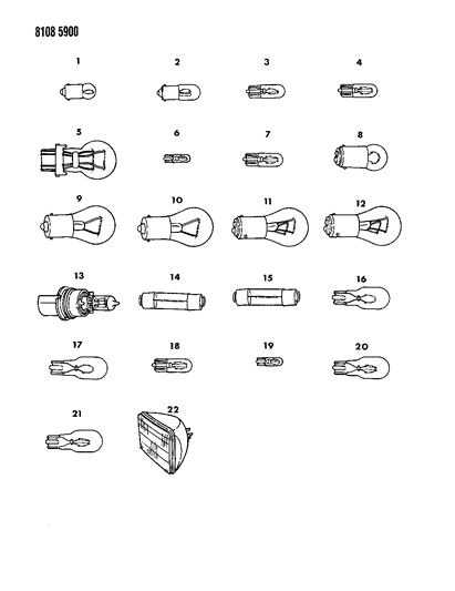 1988 Chrysler New Yorker Base Model Bulb Cross Reference Diagram