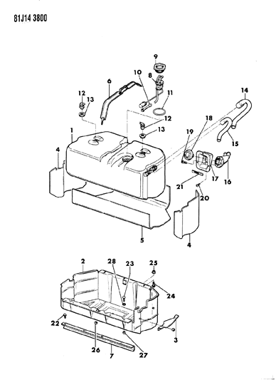 1986 Jeep Wrangler Tube, Fuel Filler Diagram for J5363878