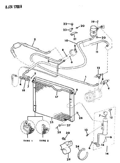 1990 Jeep Comanche Receiver/Drier, Condenser & Hoses Diagram 2 - Thumbnail