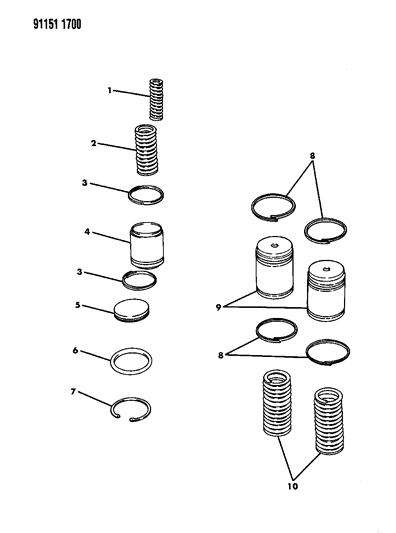 1991 Chrysler LeBaron GTC Accumulator Piston & Spring Diagram