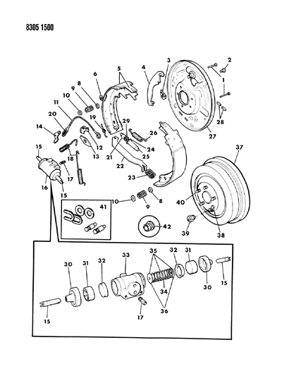 1989 Dodge D150 Brakes, Rear Diagram 1 - Thumbnail