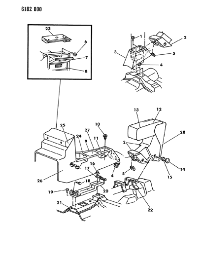 1986 Chrysler LeBaron Base Console & Arm Rest Diagram 1 - Thumbnail