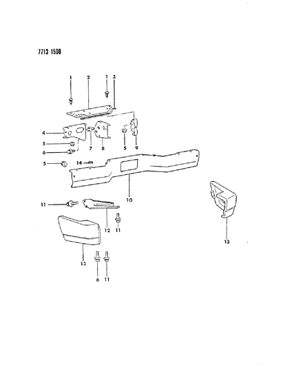 1988 Dodge Raider Bumper, Rear Diagram
