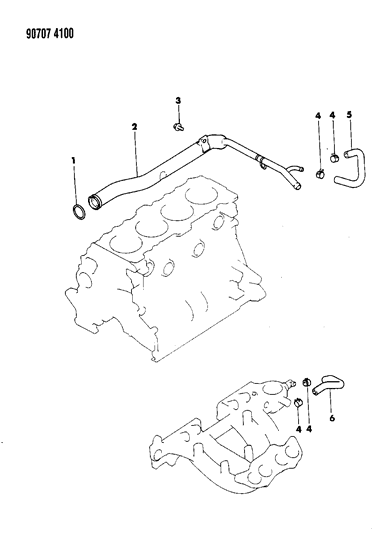 1990 Dodge Colt Water Hose & Pipe Diagram 2 - Thumbnail