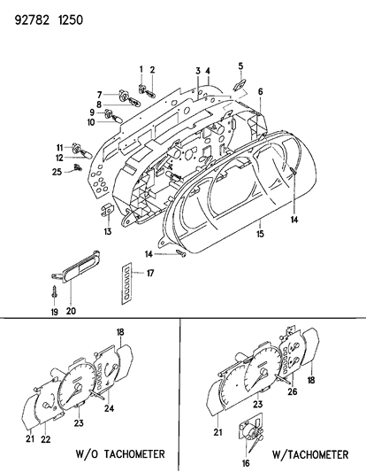 1994 Dodge Colt Cluster, Instrument Panel Diagram 2 - Thumbnail