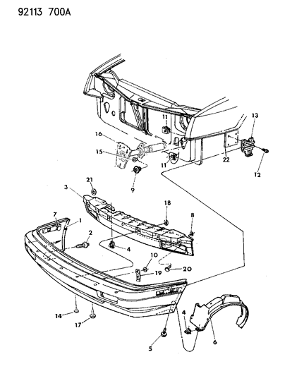 1992 Dodge Shadow Impact Strip Diagram for 5263585