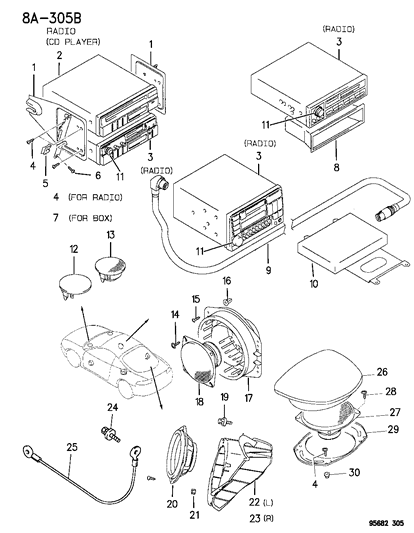1996 Dodge Avenger Speaker, Front Diagram for MR141385