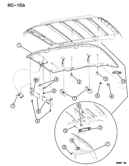 1996 Chrysler Town & Country Visor Diagram for PR24SK4