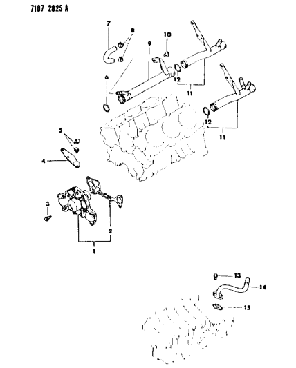 1987 Dodge 600 Bracket Water Pump Diagram for MD103357