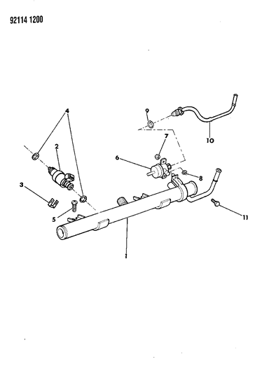 1992 Chrysler LeBaron GTC Fuel Rail & Related Parts Diagram 1 - Thumbnail