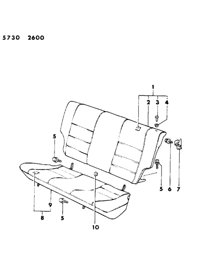 1986 Dodge Colt Rear Seat Diagram 1 - Thumbnail