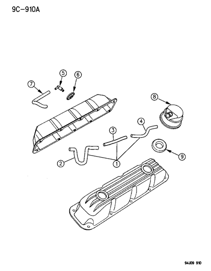 1996 Jeep Grand Cherokee Breather Element Diagram for 53030254