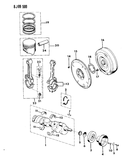 1987 Jeep J20 Crankshaft & Piston Diagram 3 - Thumbnail