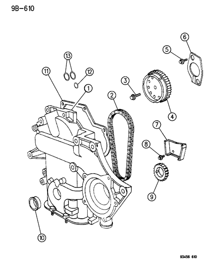 1994 Dodge Intrepid Timing Belt / Chain & Cover Diagram 1 - Thumbnail