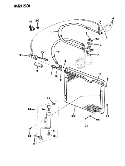 1986 Jeep Comanche Receiver/Drier & Hoses Diagram 1 - Thumbnail
