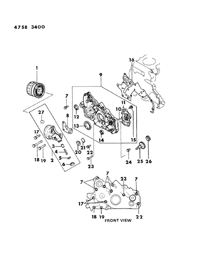 1984 Dodge Ram 50 Plug, Cap Up To 5-1-87, Front Diagram for MD041020