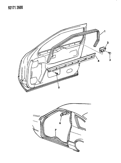 1992 Dodge Daytona Drip Weatherstrip Diagram for 4396060