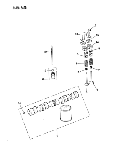 1986 Jeep Comanche Camshaft & Valves , And Piston Diagram 1 - Thumbnail