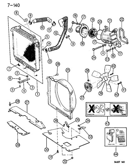 1994 Jeep Cherokee Radiator & Related Parts Diagram 1 - Thumbnail