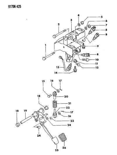 1991 Dodge Stealth Clutch Pedal Diagram 2 - Thumbnail