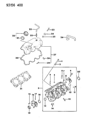 1993 Chrysler LeBaron GTC Cylinder Head Diagram 2 - Thumbnail