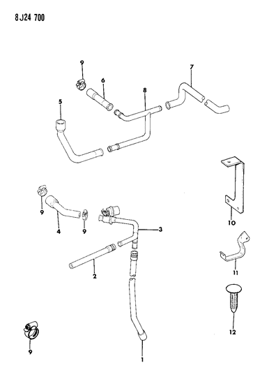 1990 Jeep Comanche Heater Hoses Diagram 2 - Thumbnail