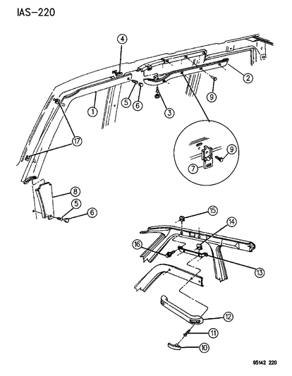 1995 Chrysler Town & Country Fastener, Door Panel Diagram for JC17MB7