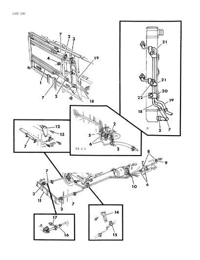 1984 Dodge Ram Wagon Transmission Oil Cooler & Aux. Oil Cooler & Lines Diagram